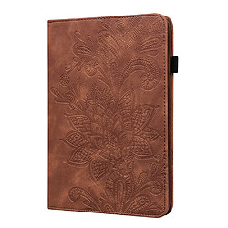 Etui en PU motif fleur couleur unie avec support marron pour votre Huawei MatePad Pro 10.8 (2021)