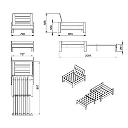 Acheter Mes Lit surélevé 90x200 cm avec fauteuil et bureau gris - PINO