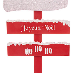 Pancarte Bois Bonnet Père Noël 90 Rouge - FEERIC CHRISTMAS