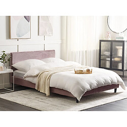 Beliani Lit double en velours rose 140 x 200 cm FITOU