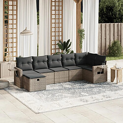 Maison Chic Salon de jardin avec coussins 7 pcs, Ensemble Tables et chaises de jardin, gris résine tressée -GKD811671