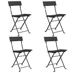 vidaXL Chaises de bistrot pliantes lot de 4 Noir Résine tressée acier