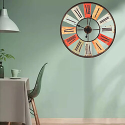 Acheter Métal Horloge Murale Grand Horloge Silencieuse 67cm avec Grand Chiffres Romains Fer Horloges pour Salon Cuisine Café Maison bureau Décor