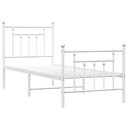 Acheter vidaXL Cadre de lit métal sans matelas avec pied de lit blanc 75x190cm