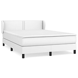 vidaXL Sommier à lattes de lit avec matelas Blanc 140x190cm Similicuir