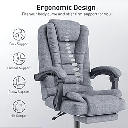 Chaise de bureau avec repose-pieds - Rattantree Chaises de bureau avec support lombaire Ergonomique - Chaise de bureau exécutive Fauteuil inclinable - Chaise de bureau d'ordinateur Dossier réglable - Gris pas cher