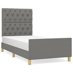 Maison Chic Lit adulte - Cadre Structure de lit avec tête de lit Contemporain Gris foncé 80x200 cm Tissu -MN70035