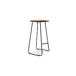 ICONIK INTERIOR Tabouret de bar design industriel - Bois et métal - 76 cm - Yaina Marron clair