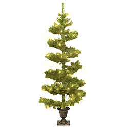 vidaXL Arbre de Noël hélicoïdal pré-éclairé avec pot vert 120 cm PVC