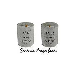 Avis The Home Deco Factory Bougie senteur linge frais pot en ciment Zen is my lifestyle.