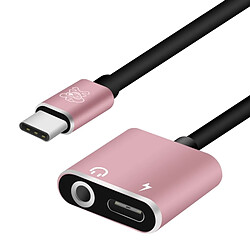 Wewoo Câble adaptateur HC-10 USB-C / Type-C + 3.5mm vers USB-C / Type C or rose