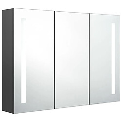 Avis Maison Chic Armoire de salle de bain,Meuble de rangement,Meuble haut à miroir LED 89x14x62 cm Gris -GKD531774