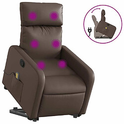 Maison Chic Fauteuil Relax pour salon, Fauteuil inclinable de massage Marron Similicuir -GKD40495