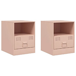 vidaXL Tables de chevet 2 pcs rose 34,5x39x44 cm acier