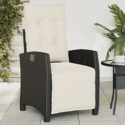 vidaXL Chaise inclinable de jardin et repose-pied noir résine tressée