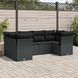 Maison Chic Salon de jardin 6 pcs avec coussins | Ensemble de Table et chaises | Mobilier d'Extérieur noir résine tressée -GKD14330