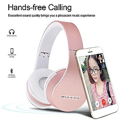 Universal Casque bluetooth sans fil stéréo support micro carte TF rose