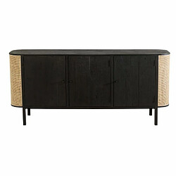 Paris Prix Buffet 3 Portes en Rotin Molly 180cm Noir & Beige