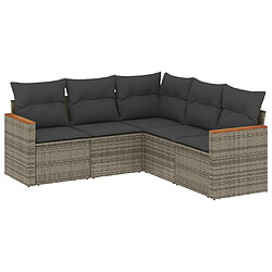 Maison Chic Ensemble de 5 Tables et chaises d'extérieur avec coussins,Salon de jardin gris résine tressée -GKD413989