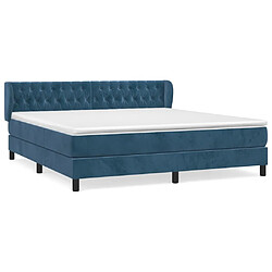 Maison Chic Lit Adulte - Lit simple Lit à sommier tapissier et matelas moelleux - Meuble de Chambre - Bleu foncé 160x200cm Velours -MN76578