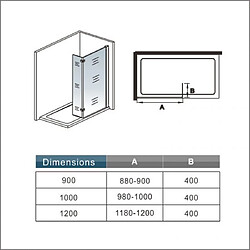 Paroi de douche 100x200cm en verre anticalcaire avec un pivotant retour de 40cm pas cher