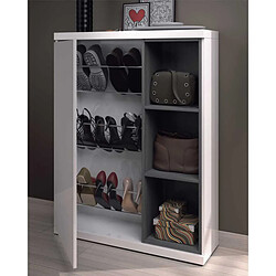 Avis Dansmamaison Meuble à chaussure 1 porte Gris anthracite/Blanc brillant - ADORA