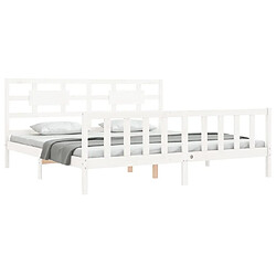 Avis Maison Chic Lit adulte - Cadre Structure de lit avec tête de lit Contemporain blanc 200x200 cm bois massif -MN17267