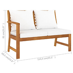 vidaXL Banc de jardin 114,5 cm avec coussin crème Bois solide d'acacia pas cher