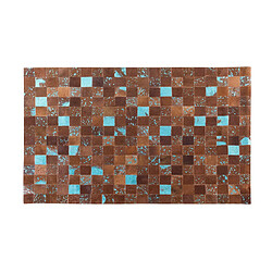 Beliani Tapis marron et bleu en peau de vache 160 x 230 cm ALIAGA pas cher