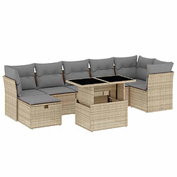 vidaXL Salon de jardin avec coussins 8 pcs beige résine tressée