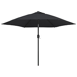 vidaXL Parasol d'extérieur avec lumières LED et mât en acier Noir