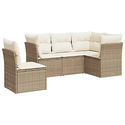 Maison Chic Salon de jardin avec coussins 5 pcs | Ensemble de Table et chaises | Mobilier d'Extérieur beige résine tressée -GKD46974