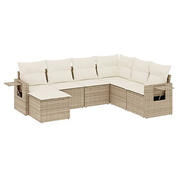 vidaXL Salon de jardin avec coussins 7 pcs beige résine tressée