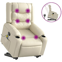 vidaXL Fauteuil inclinable de massage Crème Similicuir