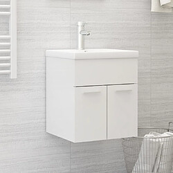 vidaXL Armoire d'évier lavabo intégré blanc brillant bois d'ingénierie