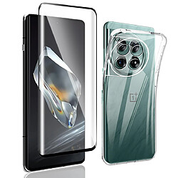 Xeptio Pack coque transparente en TPU et vitre en verre trempé FULL cover noir pour OnePlus 12R 5G -