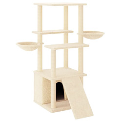 Helloshop26 Arbre à chat meuble tour grimper jouet grattage grattoir escalade plateforme avec griffoirs en sisal 133 cm crème 02_0022469