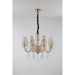 Fan Europe Chandelier abats jours Monet 8 ampoules Verre,cristal,Tissu Or