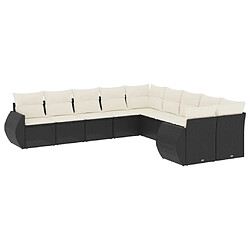 Maison Chic Salon de jardin 10 pcs avec coussins | Ensemble de Table et chaises | Mobilier d'Extérieur noir résine tressée -GKD48862