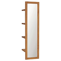 Maison Chic Miroir mural | Miroir Décoration avec étagère pour Maison Salle de Bain s 30x30x120 cm Bois de teck massif -GKD79470