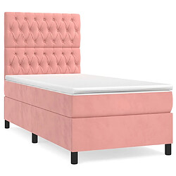 Maison Chic Lit Adulte - Lit simple Lit à sommier tapissier avec matelas moelleux - Meuble de Chambre - Rose 90x200 cm Velours -MN81428