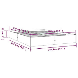 vidaXL Cadre de lit sans matelas blanc bois massif 160x200 cm pas cher