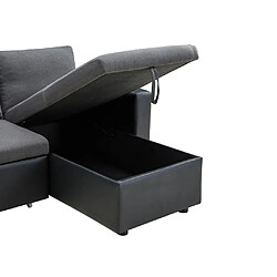 Vente-Unique Canapé d'angle convertible et réversible en tissu anthracite et noir GAZUR II pas cher