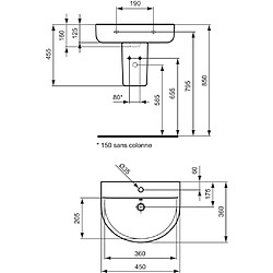 Ideal Standard - Lave-mains arc Connect 45 x 36 cm blanc - E713001