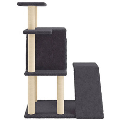 Helloshop26 Arbre à chat meuble tour grimper jouet grattage grattoir escalade plateforme avec griffoirs en sisal foncé 97 cm gris 02_0022721