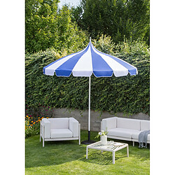 Beliani Parasol de jardin d 245 cm bleu et blanc MINOA