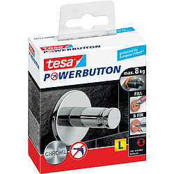 tesa Powerbutton Crochet adhésif Universal large, chrome ()