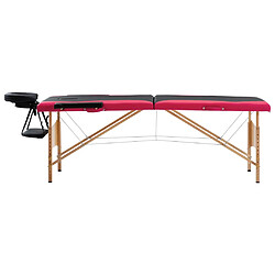 vidaXL Table de massage pliable 2 zones Bois Noir et rose