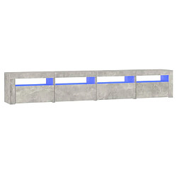 vidaXL Meuble TV avec lumières LED Gris béton 240x35x40 cm