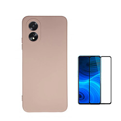 Kit de film en verre trempé de la couverture de 5D + couvercle de silicone liquide Phonecare pour Oppo A38 4G - rose